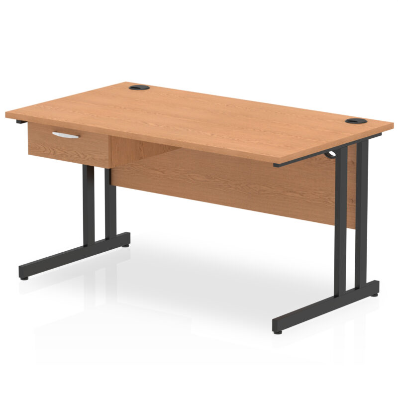 Impulse Cantilever Straight Desk Black Frame With Single One Drawer Fixed Pedestal - Image 12