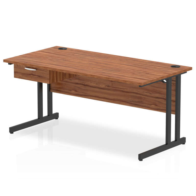 Impulse Cantilever Straight Desk Black Frame With Single One Drawer Fixed Pedestal - Image 21