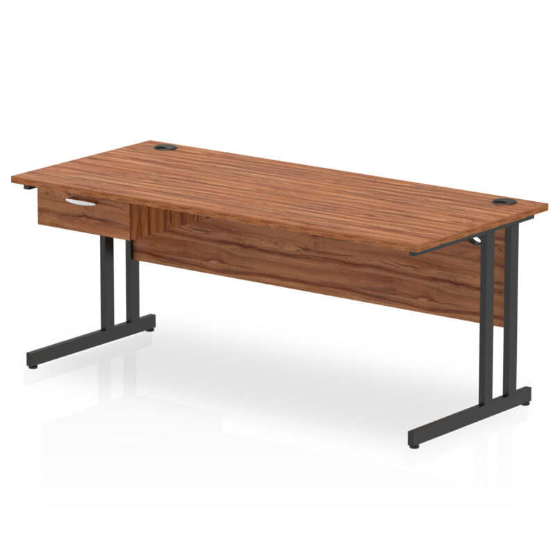 Impulse Cantilever Straight Desk Black Frame With Single One Drawer Fixed Pedestal - Image 28