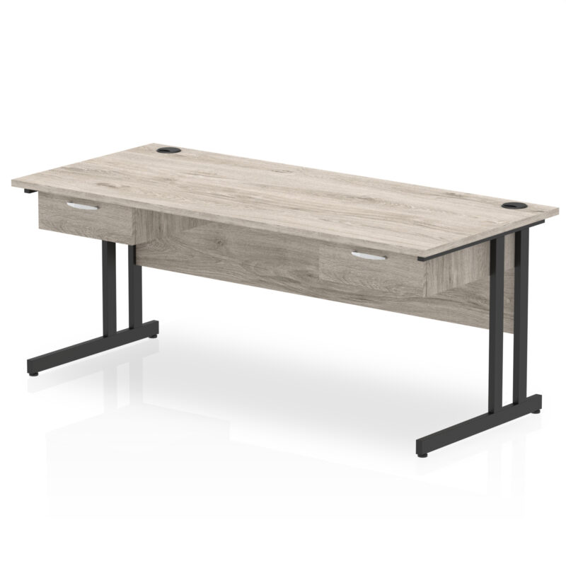 Impulse Cantilever Straight Desk Black Frame With Two One Drawer Fixed Pedestals - Image 10