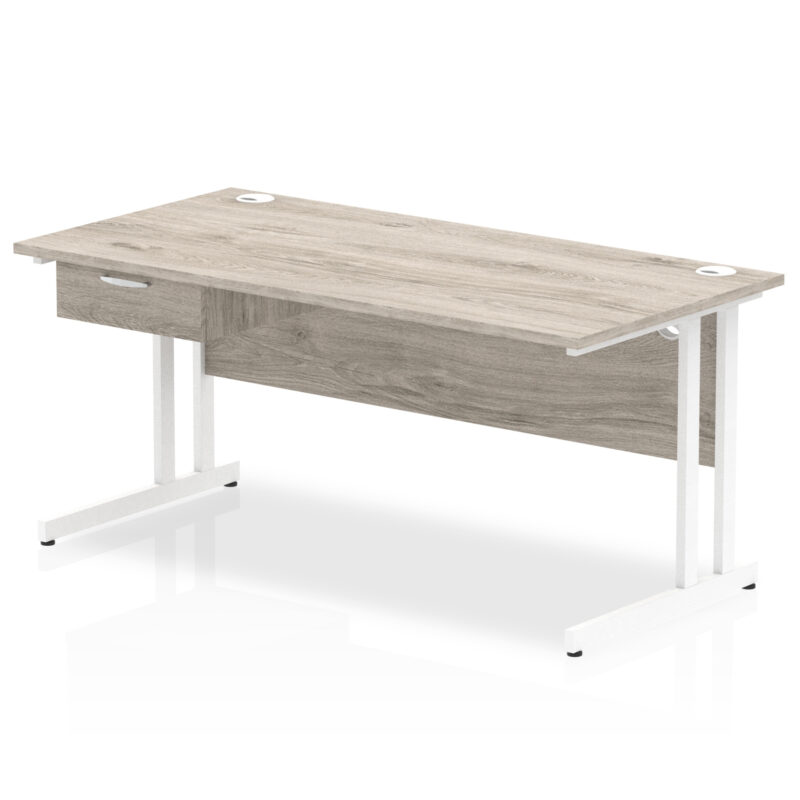 Impulse Cantilever Straight Desk White Frame With Single One Drawer Fixed Pedestal - Image 17