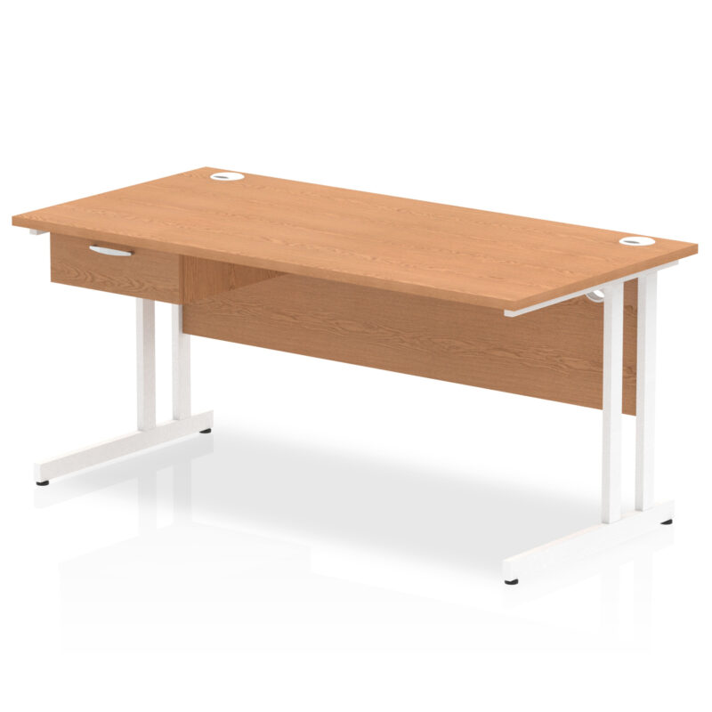 Impulse Cantilever Straight Desk White Frame With Single One Drawer Fixed Pedestal - Image 19