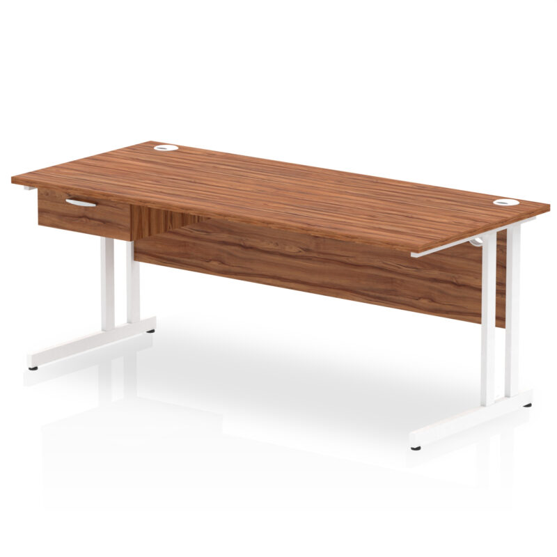 Impulse Cantilever Straight Desk White Frame With Single One Drawer Fixed Pedestal - Image 28