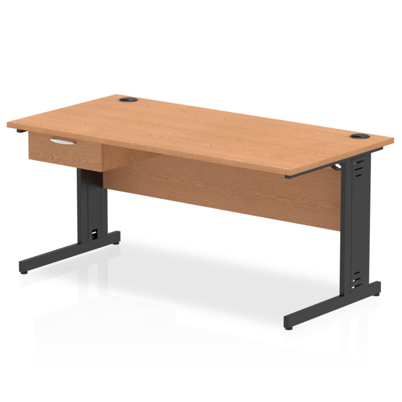 Impulse Cable Managed Straight Desk Black Frame With Single One Drawer Fixed Pedestal - Image 19