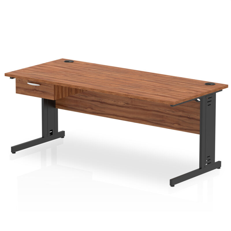 Impulse Cable Managed Straight Desk Black Frame With Single One Drawer Fixed Pedestal - Image 28