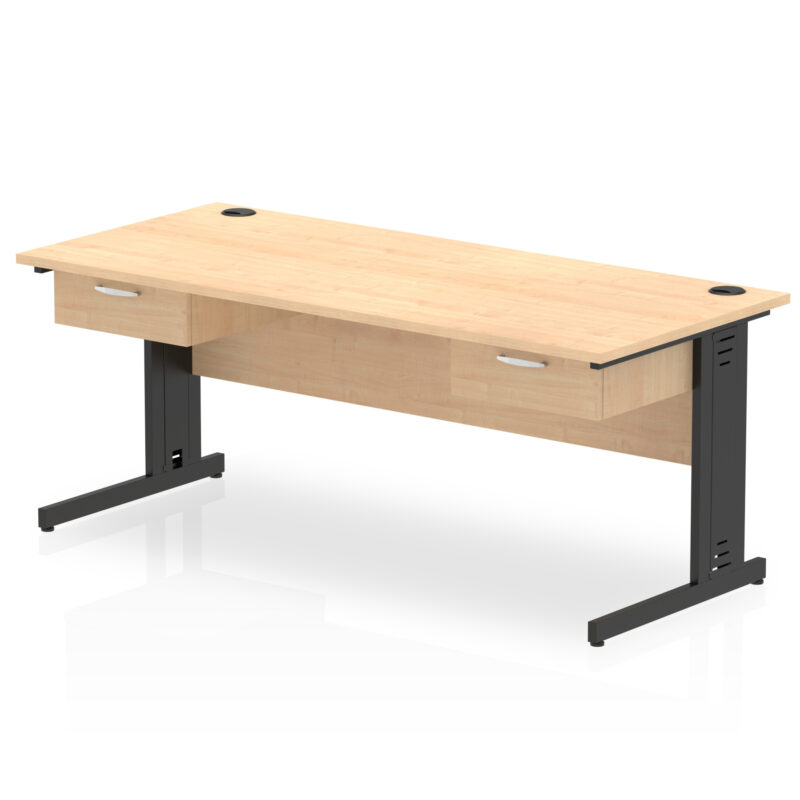 Impulse Cable Managed Straight Desk Black Frame With Two One Drawer Fixed Pedestals - Image 11