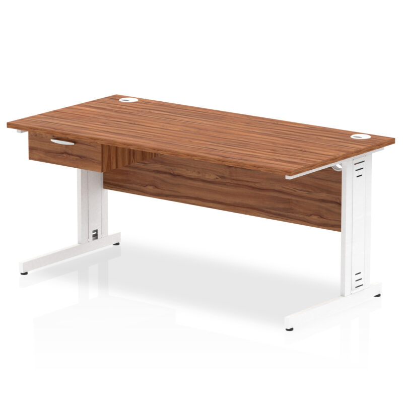 Impulse Cable Managed Straight Desk White Frame With Single One Drawer Fixed Pedestal - Image 21