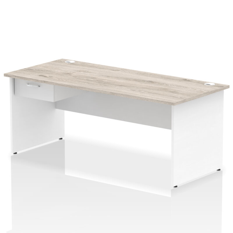 Impulse Panel End Straight Desk Frame With Single One Drawer Fixed Pedestal - Image 49