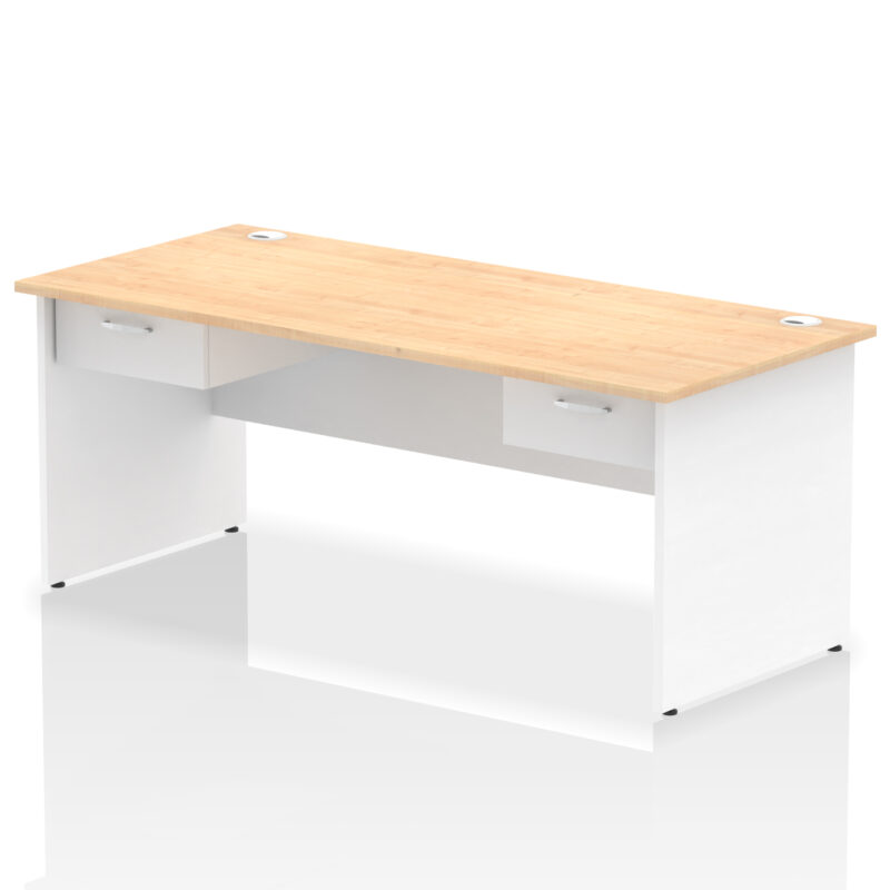 Impulse Panel End Straight Desk Frame With Two One Drawer Fixed Pedestals - Image 24