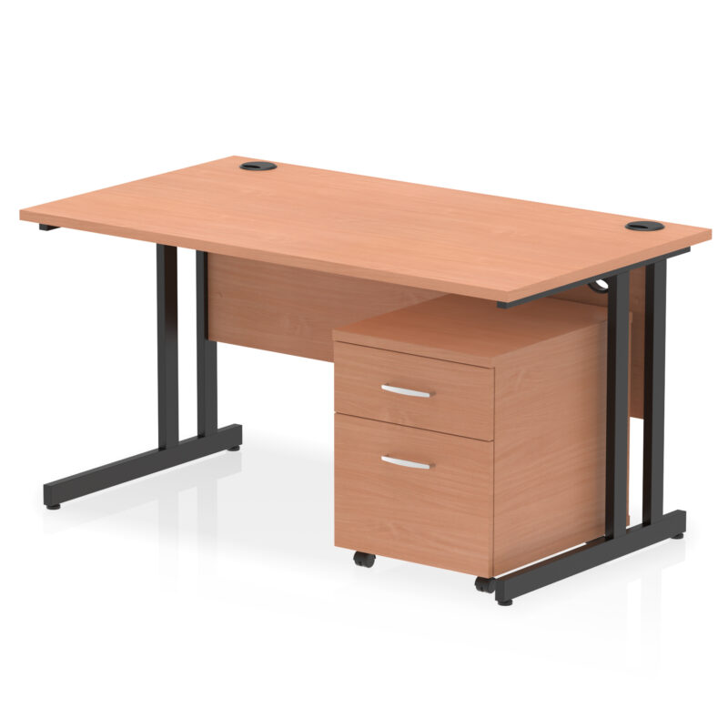 Impulse 1400mm Cantilever Straight Desk With Mobile Pedestal - Image 25