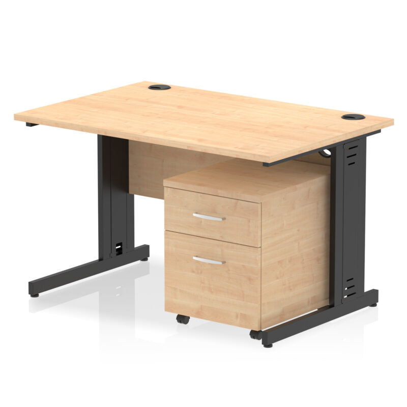 Impulse 1200mm Cable Managed Straight Desk With Mobile Pedestal - Image 28