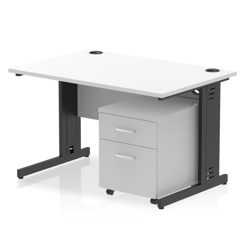 Impulse 1200mm Cable Managed Straight Desk With Mobile Pedestal - Image 30