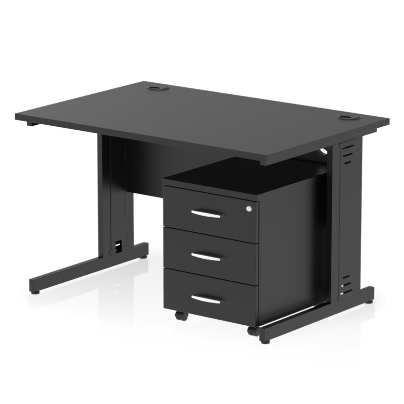Impulse 1200mm Cable Managed Straight Desk With Mobile Pedestal - Image 33