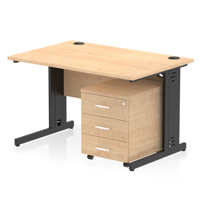 Impulse 1200mm Cable Managed Straight Desk With Mobile Pedestal - Image 35