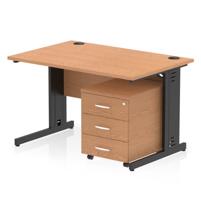 Impulse 1200mm Cable Managed Straight Desk With Mobile Pedestal - Image 36
