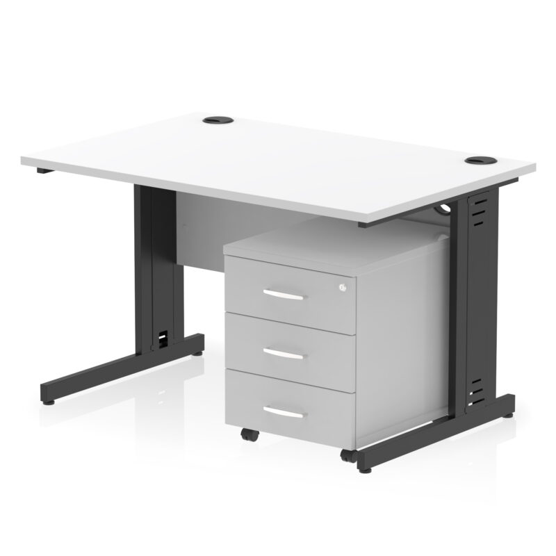 Impulse 1200mm Cable Managed Straight Desk With Mobile Pedestal - Image 37