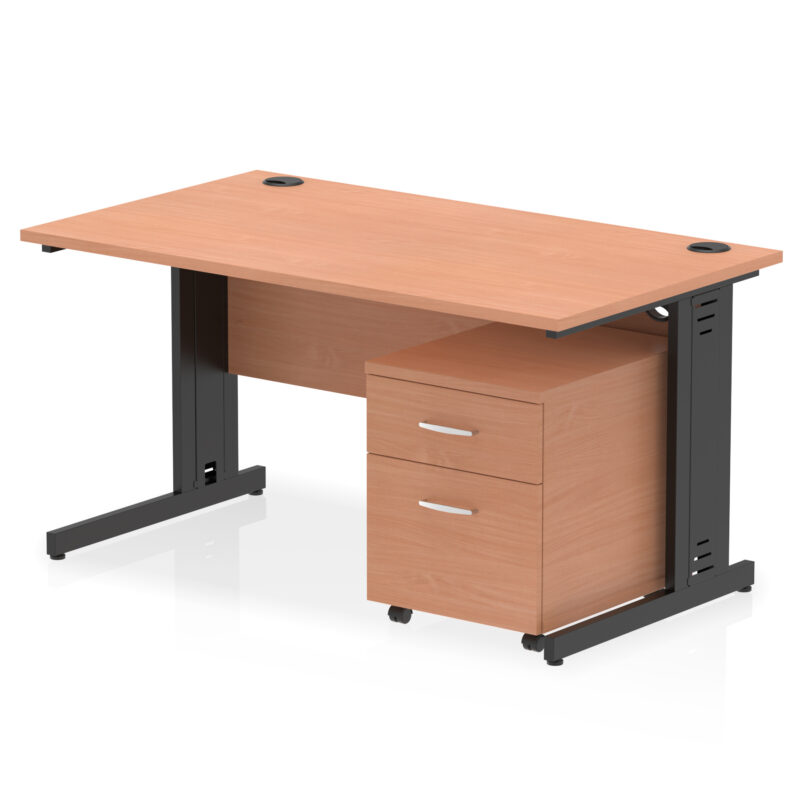 Impulse 1400mm Cable Managed Straight Desk With Mobile Pedestal - Image 25