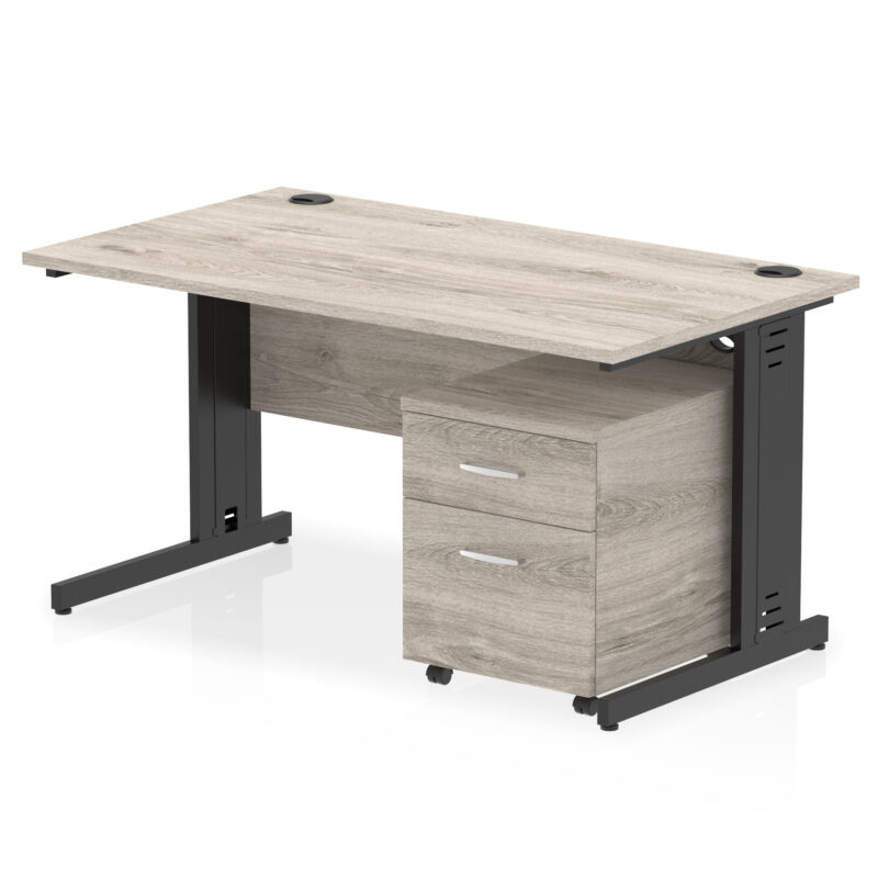 Impulse 1400mm Cable Managed Straight Desk With Mobile Pedestal - Image 27