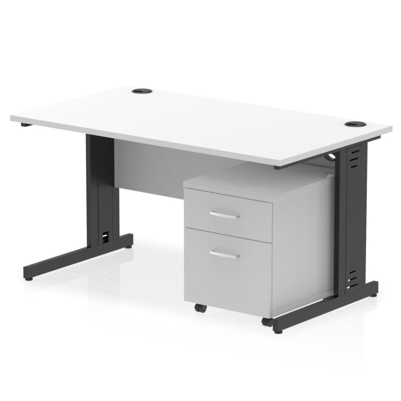 Impulse 1400mm Cable Managed Straight Desk With Mobile Pedestal - Image 30