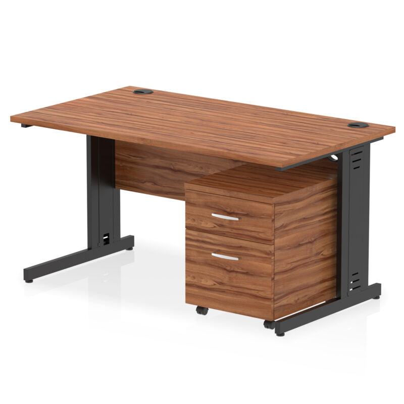 Impulse 1400mm Cable Managed Straight Desk With Mobile Pedestal - Image 31
