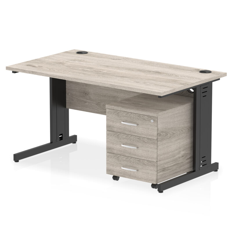Impulse 1400mm Cable Managed Straight Desk With Mobile Pedestal - Image 34