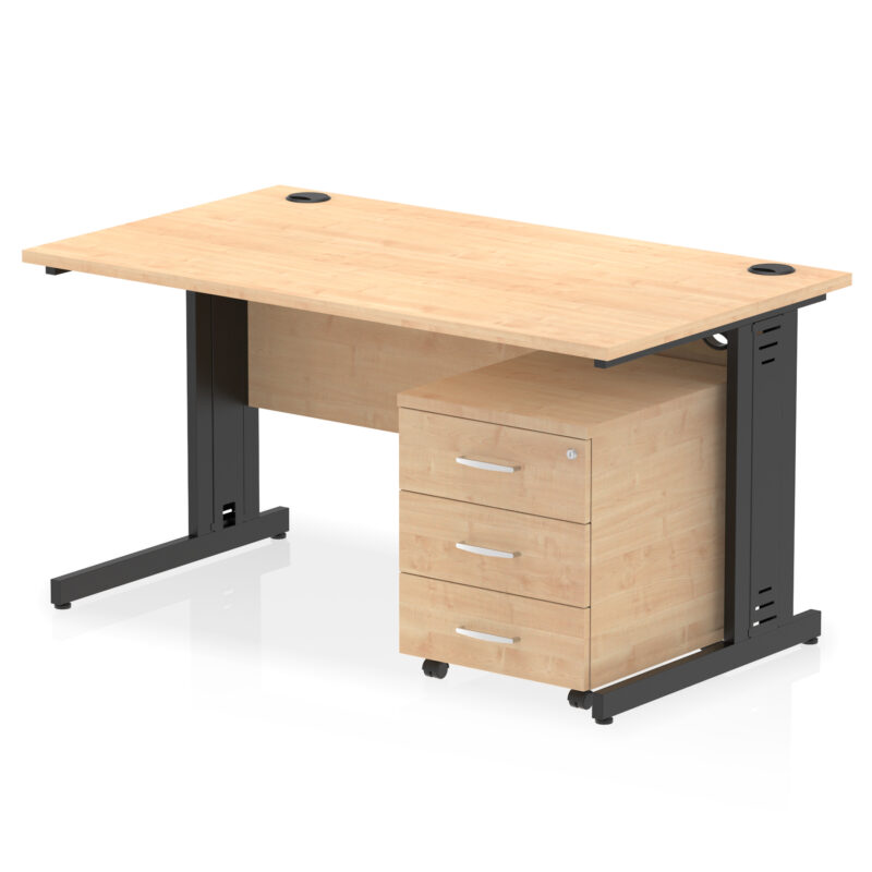 Impulse 1400mm Cable Managed Straight Desk With Mobile Pedestal - Image 35