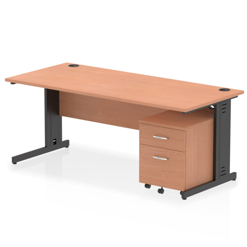Impulse 1800mm Cable Managed Straight Desk With Mobile Pedestal - Image 25