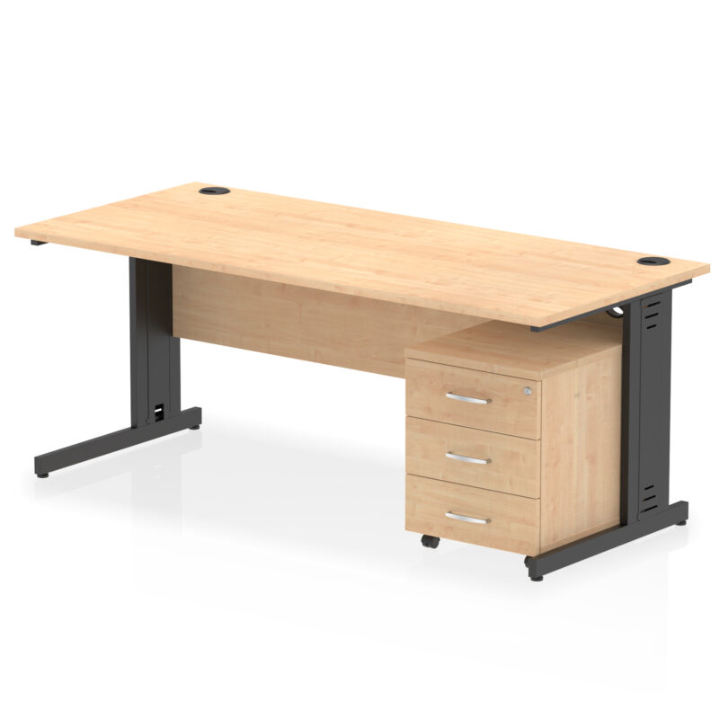 Impulse 1800mm Cable Managed Straight Desk With Mobile Pedestal - Image 35