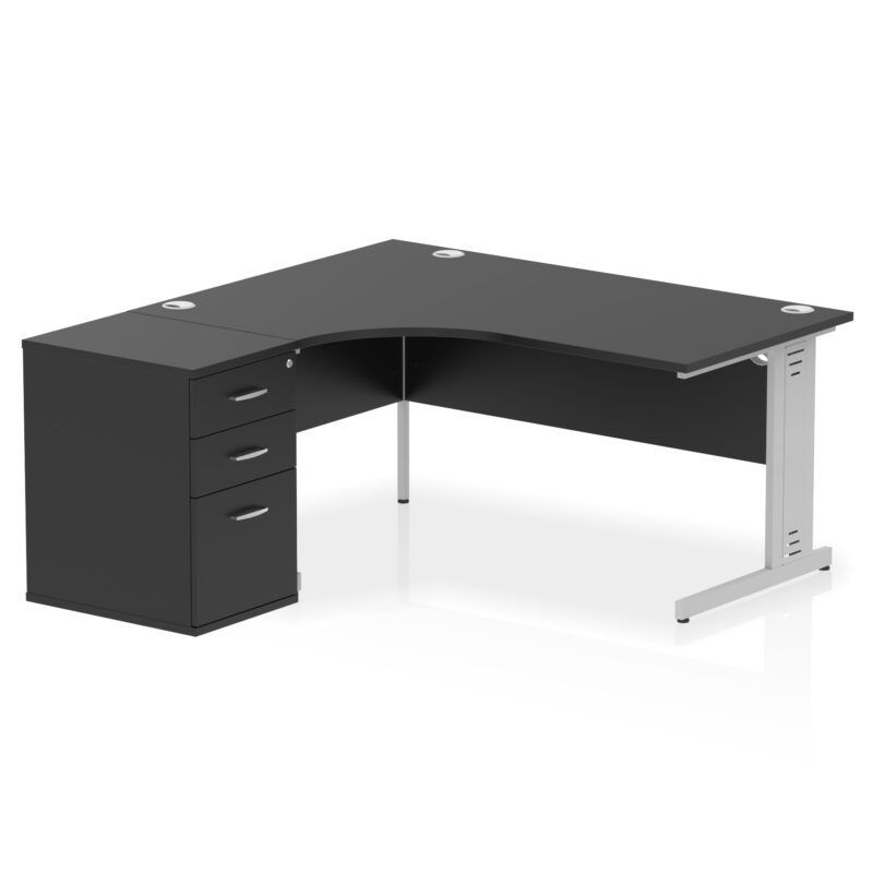 Impulse 1600mm Cable Managed Left Crescent Desk Workstation - Image 38