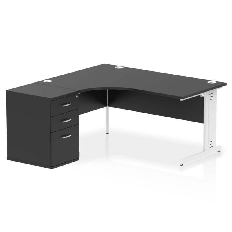 Impulse 1600mm Cable Managed Left Crescent Desk Workstation - Image 39