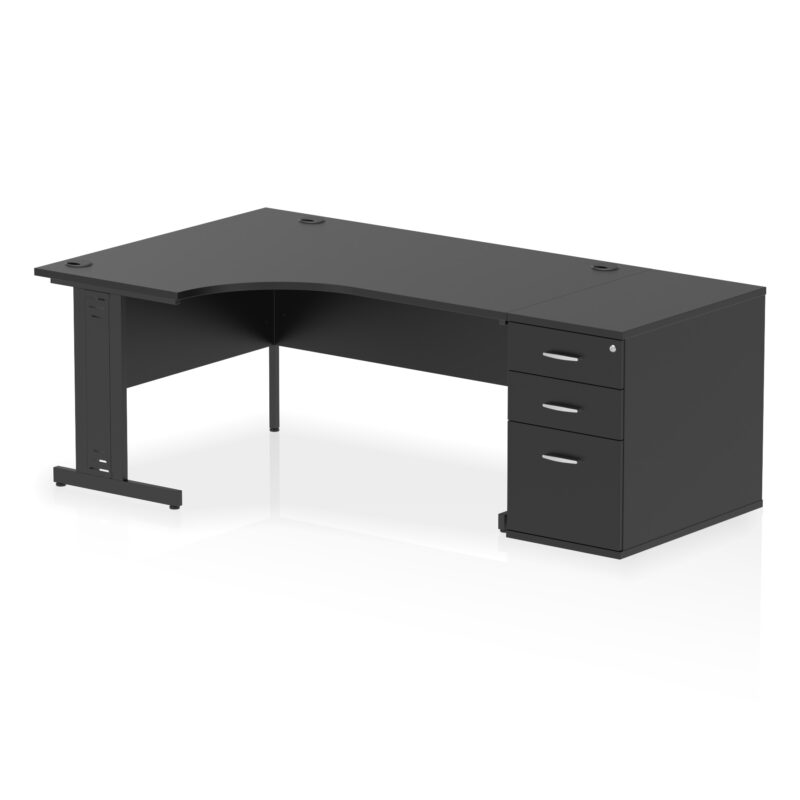 Impulse 1600mm Cable Managed Left Crescent Desk Workstation - Image 40