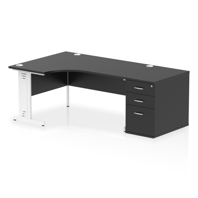 Impulse 1600mm Cable Managed Left Crescent Desk Workstation - Image 42