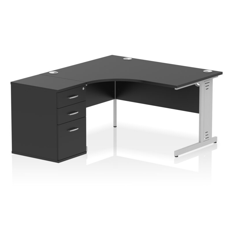 Impulse 1400mm Cable Managed Left Crescent Desk Workstation - Image 39
