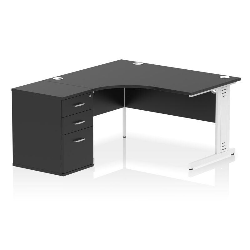 Impulse 1400mm Cable Managed Left Crescent Desk Workstation - Image 40