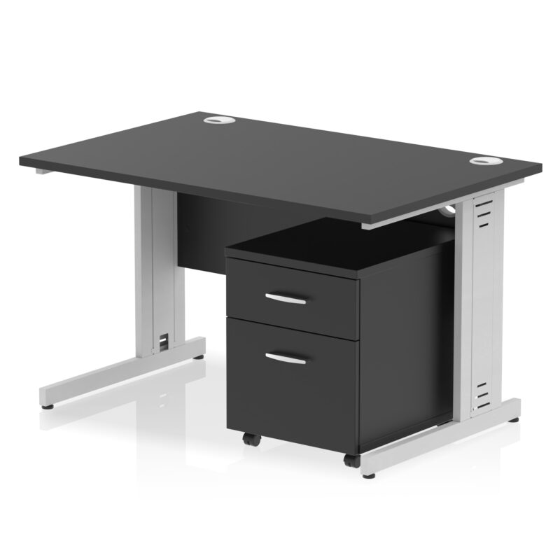 Impulse 1200mm Cable Managed Straight Desk With Mobile Pedestal - Image 39