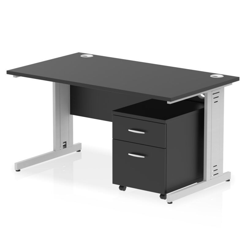 Impulse 1400mm Cable Managed Straight Desk With Mobile Pedestal - Image 39