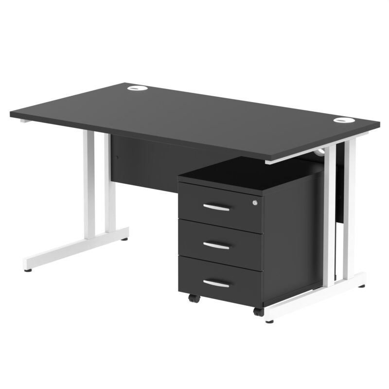 Impulse 1400mm Cantilever Straight Desk With Mobile Pedestal - Image 42