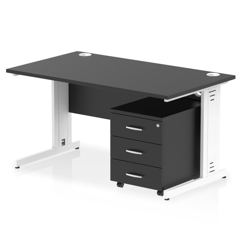 Impulse 1400mm Cable Managed Straight Desk With Mobile Pedestal - Image 42