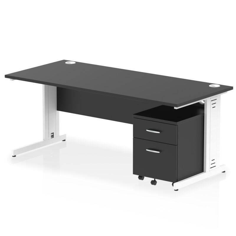 Impulse 1800mm Cable Managed Straight Desk With Mobile Pedestal - Image 41