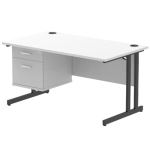 Impulse 1400mm Cantilever Straight Desk With Single Fixed Pedestal - Image 126