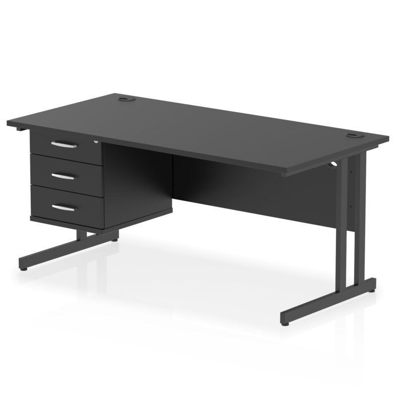 Impulse 1600mm Cantilever Straight Desk With Single Fixed Pedestal - Image 56