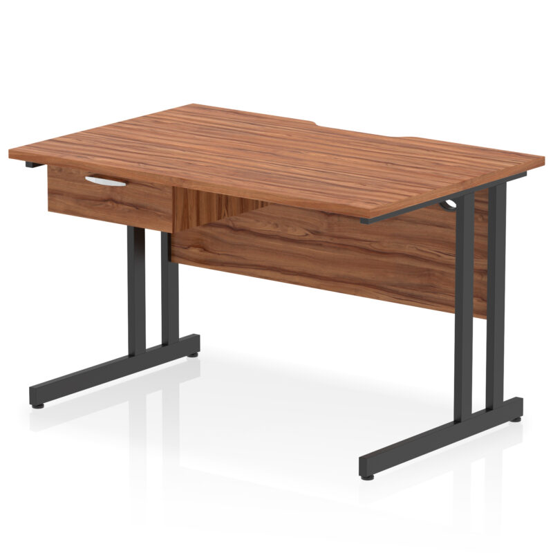 Impulse Scalloped Edge Cantilever Straight Desk With Single One Drawer Fixed Pedestal - Image 5