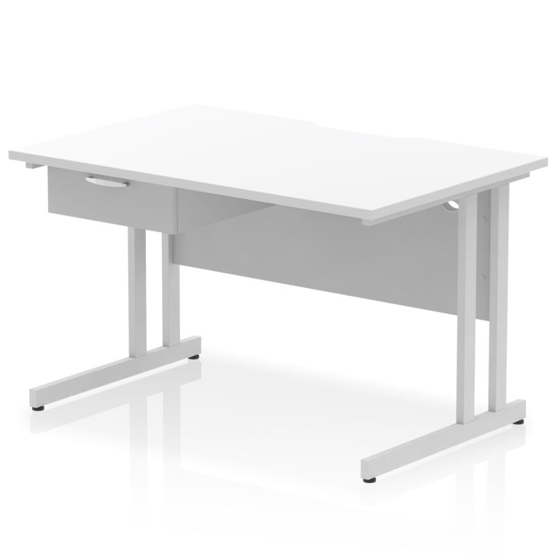 Impulse Scalloped Edge Cantilever Straight Desk With Single One Drawer Fixed Pedestal - Image 24