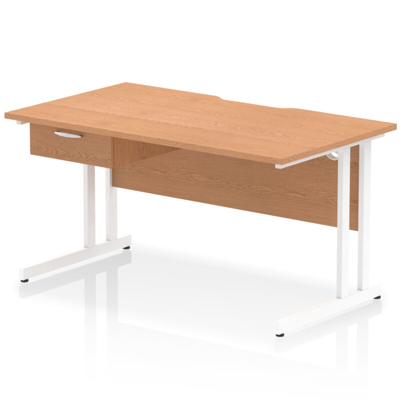 Impulse Scalloped Edge Cantilever Straight Desk With Single One Drawer Fixed Pedestal - Image 49