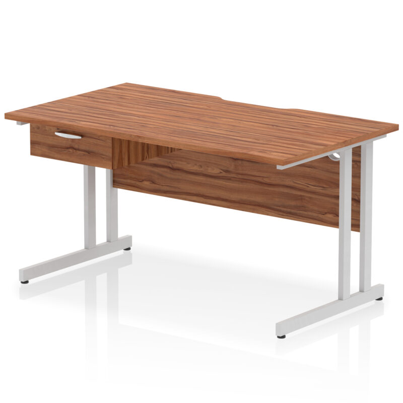 Impulse Scalloped Edge Cantilever Straight Desk With Single One Drawer Fixed Pedestal - Image 29
