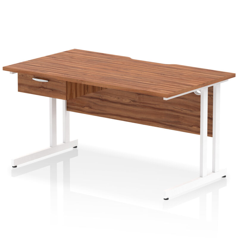 Impulse Scalloped Edge Cantilever Straight Desk With Single One Drawer Fixed Pedestal - Image 50