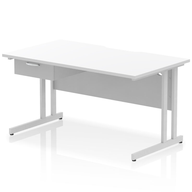 Impulse Scalloped Edge Cantilever Straight Desk With Single One Drawer Fixed Pedestal - Image 30