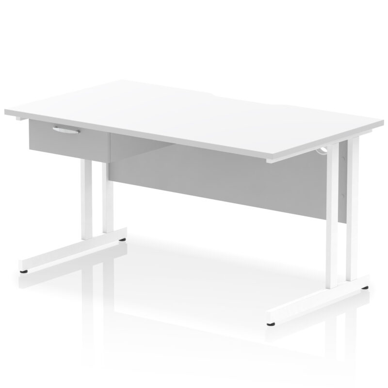 Impulse Scalloped Edge Cantilever Straight Desk With Single One Drawer Fixed Pedestal - Image 51