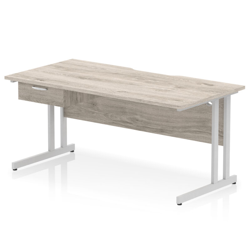 Impulse Scalloped Edge Cantilever Straight Desk With Single One Drawer Fixed Pedestal - Image 32