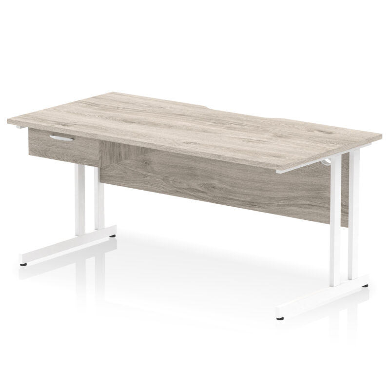 Impulse Scalloped Edge Cantilever Straight Desk With Single One Drawer Fixed Pedestal - Image 53